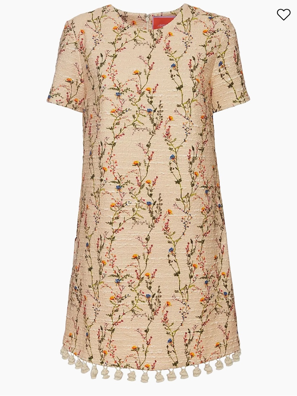 La DoubleJ Embroidered Mini Swing Dress Tassels Medium Beige Floral